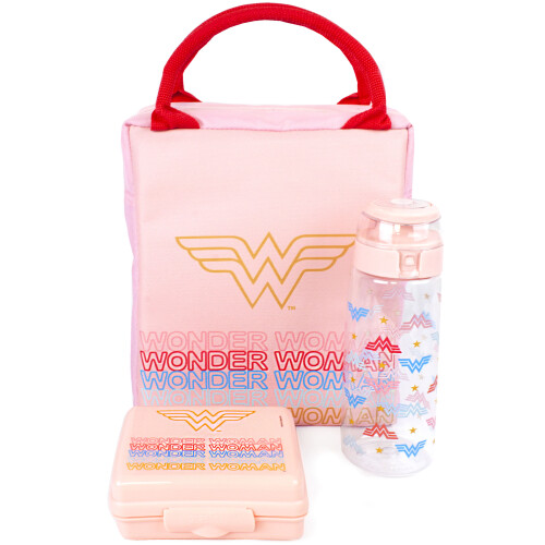 DC Comics DC Comics Lunch Bag Bottle and Snack Pot (Womens Pink)