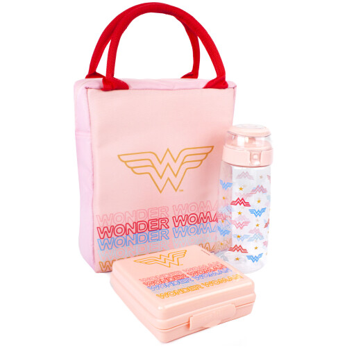 DC Comics DC Comics Lunch Bag Bottle and Snack Pot (Womens Pink) 2