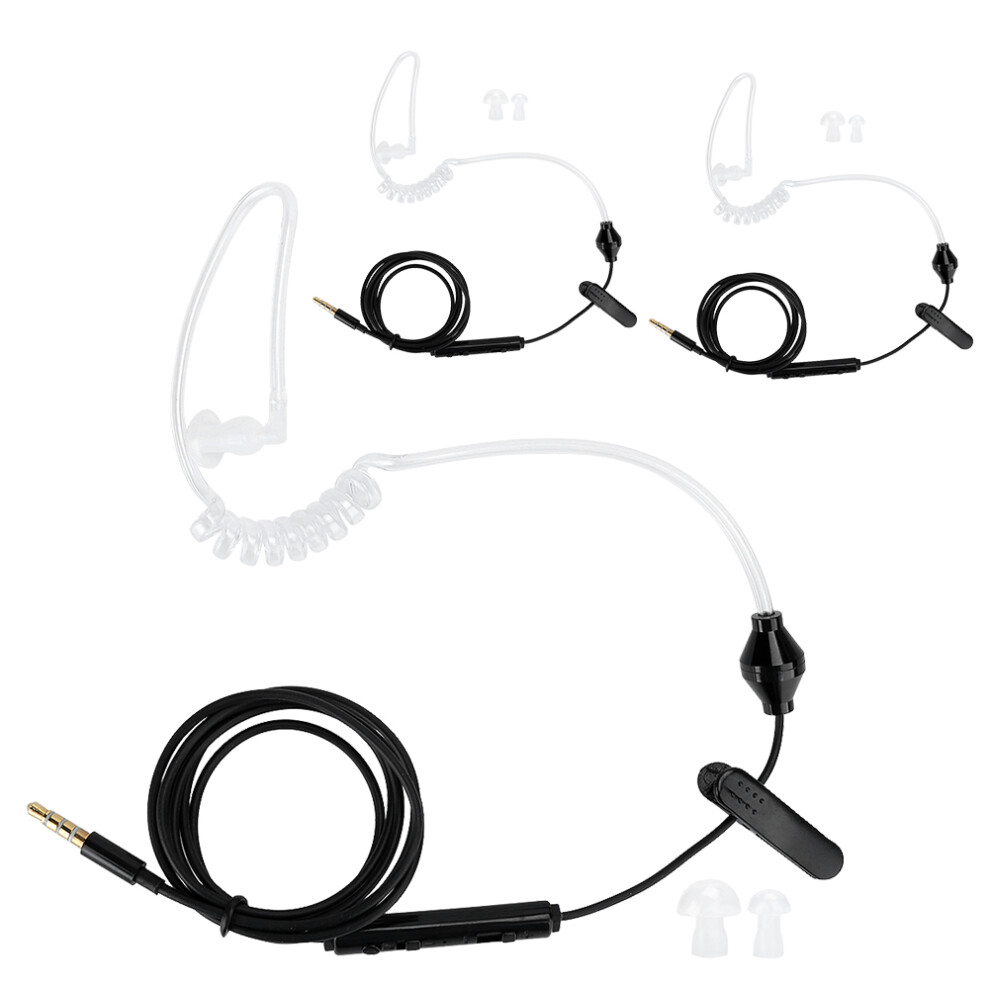 Stereo Earpiece With Microphone In Ear Headphones Anti Radiation Air Tube Earbuds Noise Isolating Wired Earbuds Acoustic Tube With 3.5Mm Standard Plug 9012494095302