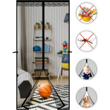Magnetic Screen Door for Patio Entry, Self Sealing Magnets Heavy Duty Mesh Pet and Kid Friendly Mesh Net with Automatic Closing Function, Hands Free