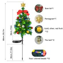 Guirlande lumineuse solaire à piquet pour sapin de Noël, avec allumage et extinction automatiques par LED, pour jardin, allée, terrasse, cour ou