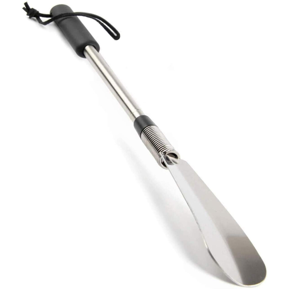 Shoe Lifter with Easy to Carry Design, Adjustable Handle Telescopic Shoe Horn Spring Design Stainless Steel Shoe Aid Tool, Extendable Shoe Horn for