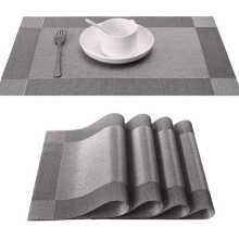 Placemats for Dining Table Set, Heat Insulation Waterproof Woven Vinyl Easy to Clean for Kitchen Dining