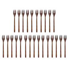 25 Pieces Eco-Friendly Wood Salad Dinner Fork Tableware Dinnerware for Kids Adult (25 Pieces No Rope Wooden Forks)