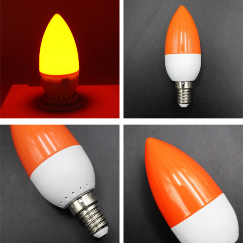 2X E14 LED Color Candle Tip Bulb, Color Candle Light,Red 2