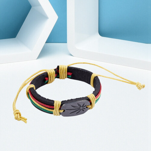 5X Rasta Jamaica Reggae Leather Bracelet 1