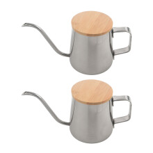 2X,350 Ml Lange Schmale Auslauf Kaffee Kanne Gooseneck Wasser Kocher Edelstahl Hand Tropf Wasser Kocher Gießen ÜBer Kaffee und Tee Kanne mit Holz