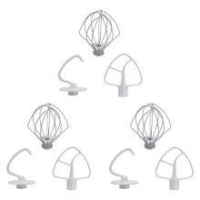 3X K45DH Dough Hook K45B Coated Flat Beater K45WW Wire Whip Fit for Stand Mixer with 4.5Qt 5 Qt Bowl for Kitchen Aid