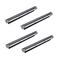 4X 19-Zoll-1U-Schrank-Rack-Durchgang, 24-Port-CAT6-Patchpanel, RJ45-Kontaktanschluss (RJ45-Kontaktanschluss), Modularer Rahmen
