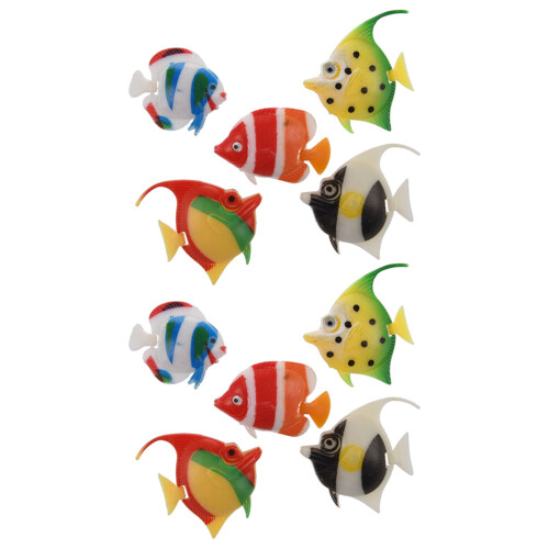 Artificial Multi-Colored Plastic Fish Ornament 10Pcs for Aquarium
