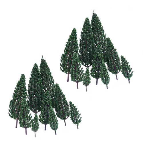 20Pcs 1.9 Inch - 6.3 Inch Train Set Scenery Landscape Model Pyramidal Trees Scale 1/50