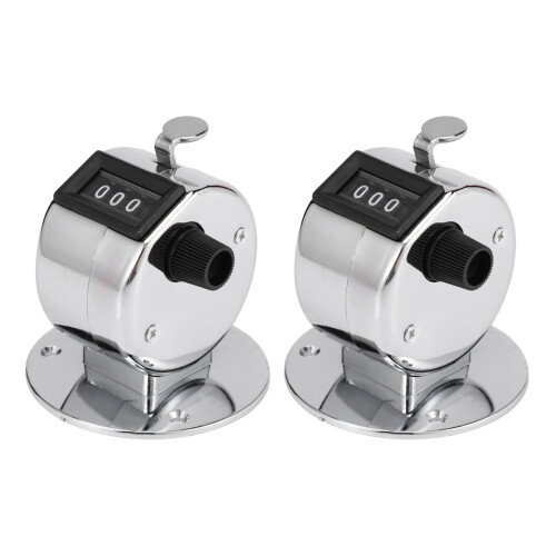 2X Round Base 4 Digit Manual Hand Tally Mechanical  Click Counter
