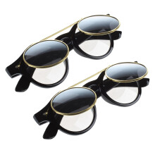 2X Cute Unisex Goth Goggles Glasses Retro Flip  Round Sunglasses