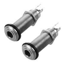 2X 1/4 Pouces Chrome Cylindre Montage Encastre Jack pour Guitare Basse Electrique