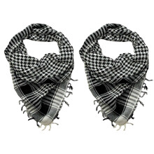 2X Sciarpa Unisex in Poliestere Leggero A Quadri Nappa Arabo Deserto Shemagh, Nero