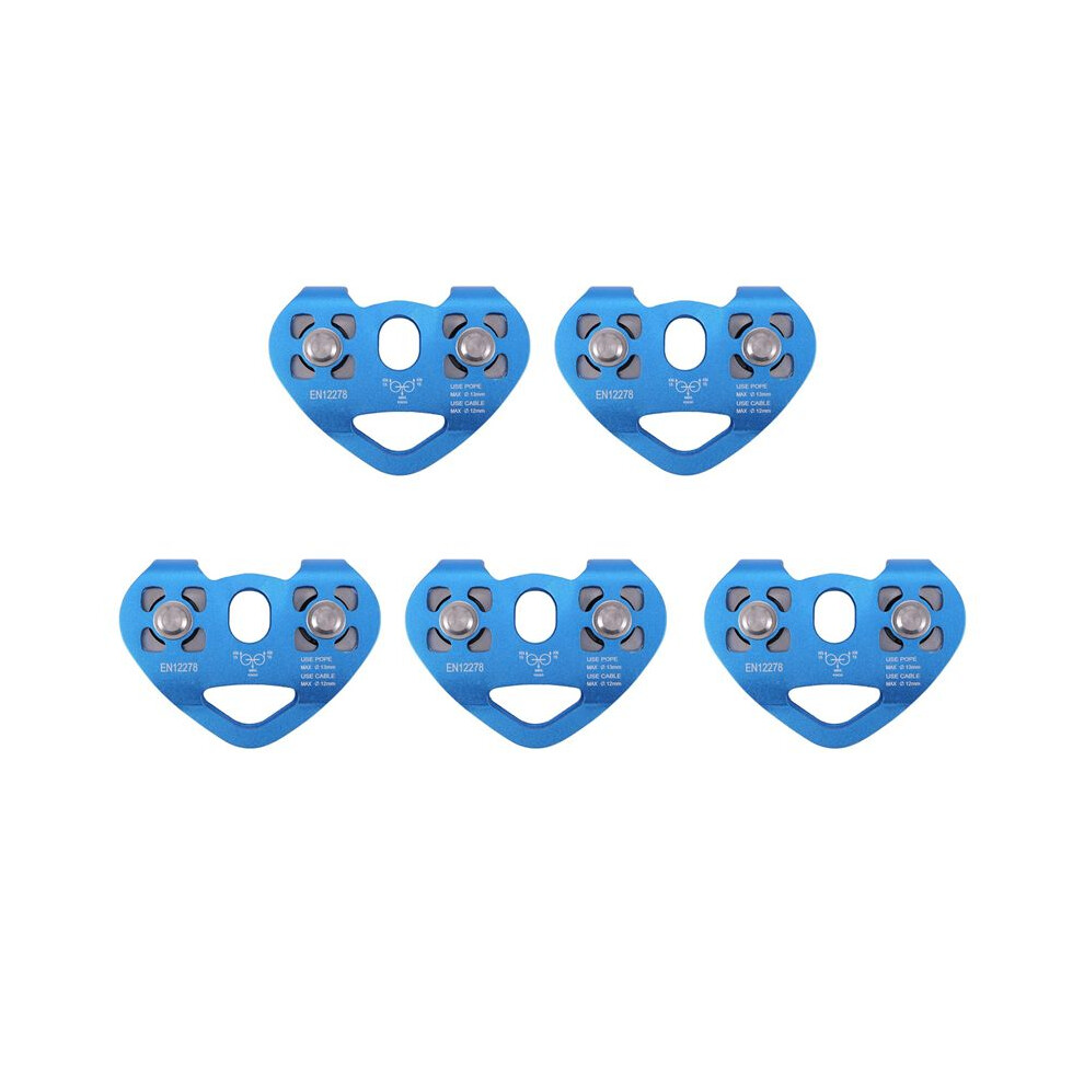 5X Heart-Shape Climbing Double Pulley Steel Cable Rope 13Mm Climbing Device High Speed Zipline Trolley 24Kn 6032032378790
