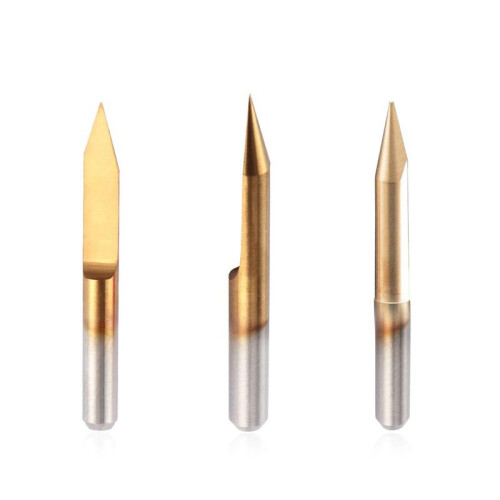 100Pcs 30 Degree 0.1mm Tip Titanium Coated Flat Bottom Carbide PCB Engraving Bits V-Shape CNC Router Cutter Cutting Tool 1