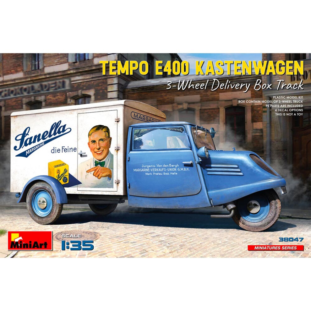 Miniart 38047 Tempo E400 Kastenwagen 3-Wheel Delivery Box Truck 1:35 Scale Model Kit