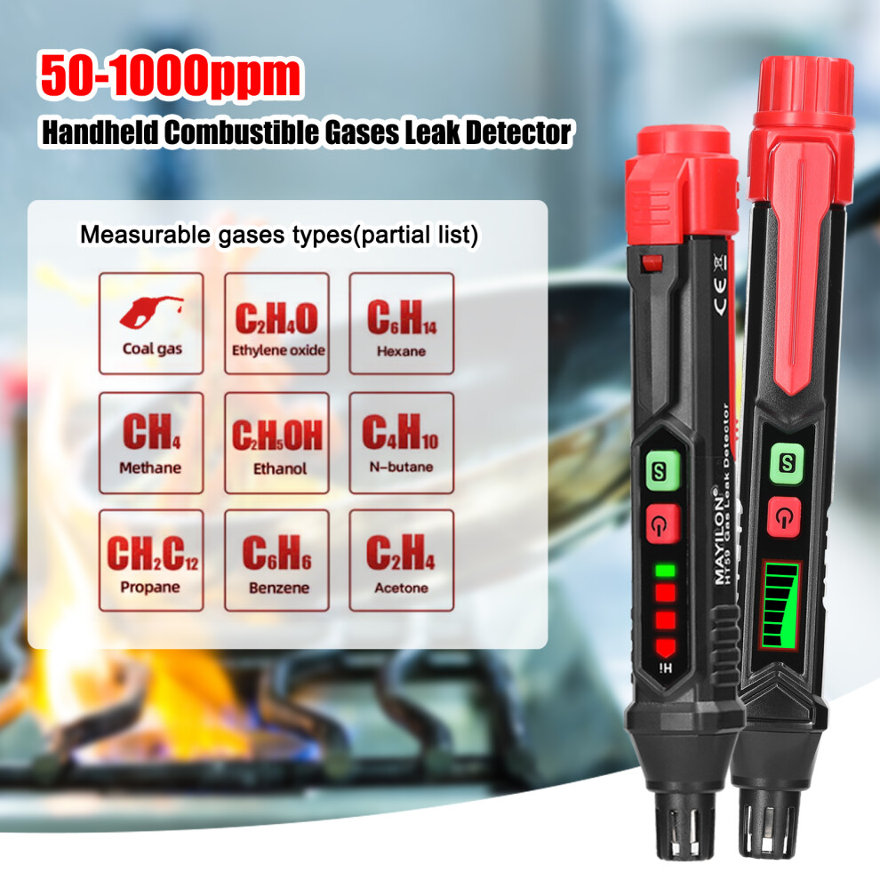 Portable Combustible Gases Leak Detector Ht60 With Lcd Display 155X28x23mm 4221373045054