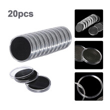 20Pcs Coin Capsule Case Display Stand Storage Box Collector With Adjustable Seal Round Ring Protection Boxs Container