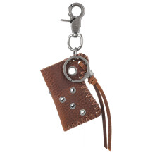 Sturdy Cowhides Lighter Pouch Keychain Stylish Leather-brown