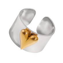 Anneaux ouverts élégants en forme de cœur fabriqués à -argent