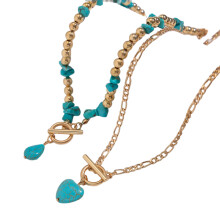 Elegante turquoise kettingset sleutelbeenketting-01 Gouden 5192