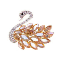 Modieuze zwaan broche pin fonkelende strass dieren-Champagne