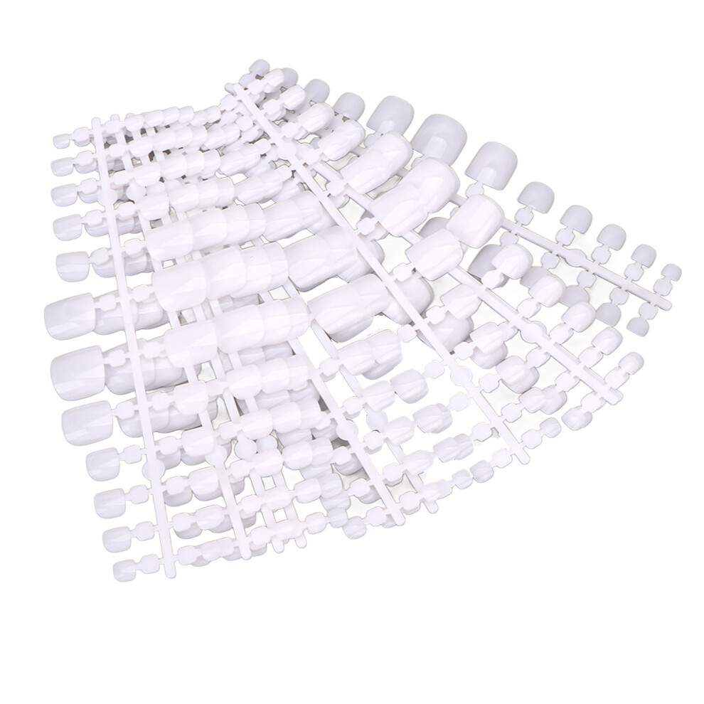White 240Pcs Glossy Artificial Toe Nail Tips For Diy Salon Nail Art