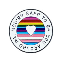 Ronde regenboog emaille broche inspirerend citaat revers pin
