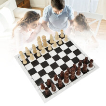 Folding Wooden Chess Set with 32 Pieces, Portable & Fun for Holidays