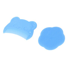 2PCS Blue Baby Bath Brush Set with Soft Silicone for Newborns