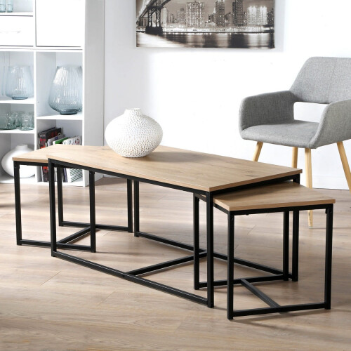 Set of 3 nesting coffee tables, 100 cm long - LENNY 1