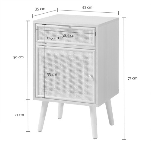 Bedside table with natural rattan caning - MIYA 2