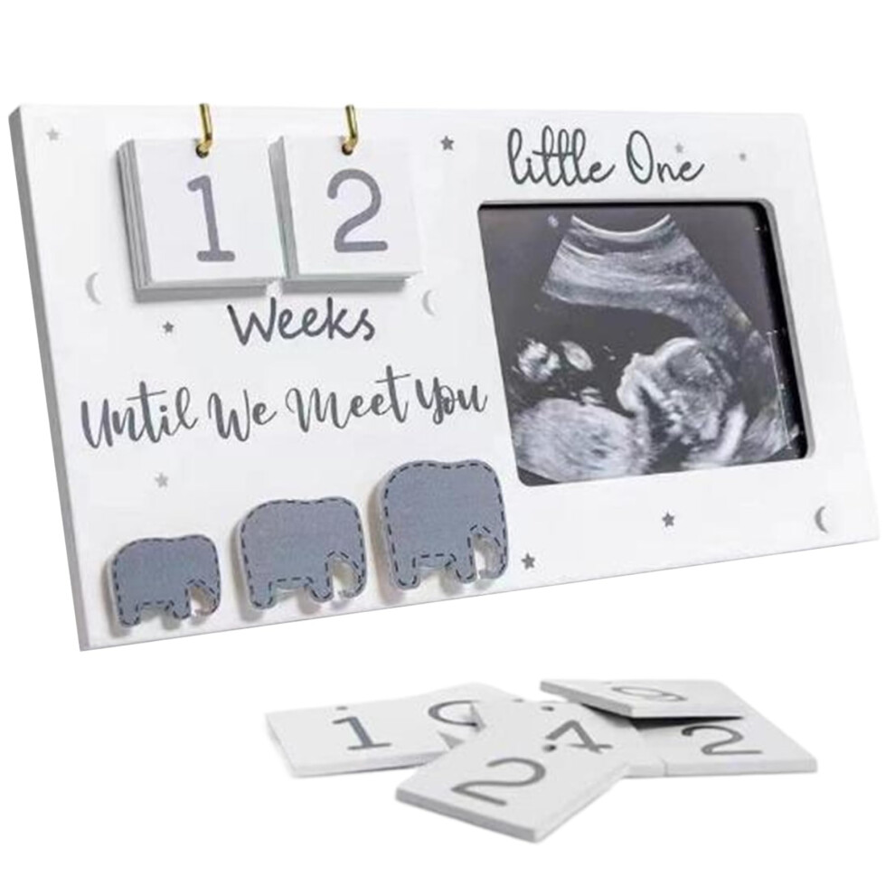 Baby Sonogram Picture Frame 9 X 5 WoodBased Ultrasound Frame Countdown Weeks Gender Reveal Gift For Pregnant Women