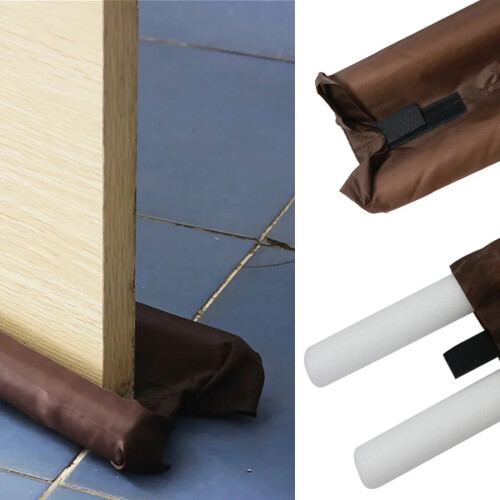 Brown Double Door Draft Stopper Dual Draught Excluder Air Insulator Energy Saving Windows Dodger Guard