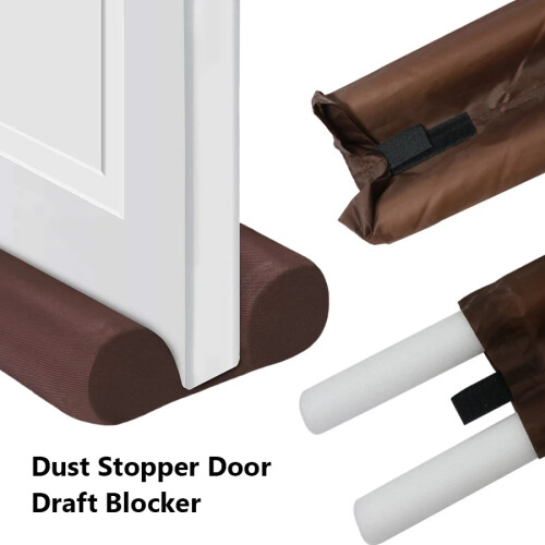 Brown Double Door Draft Stopper Dual Draught Excluder Air Insulator Energy Saving Windows Dodger Guard 1