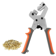 Grommet Tool Kit 6Mm Handheld Hole Punch Pliers Manual Hand Machine Puncher With 20 Gold Eyelet Grommets