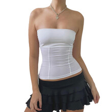 Top corto slim fit per donna, top senza maniche morbido e traspirante, bandeau senza spalline con design antiscivolo, top a tubo streetwear stile Y2K