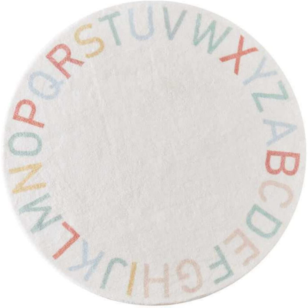 ABC Round Rug Kids Cartoon Alphabet Area Rug 120Cm Multicolor Plush Baby Crawling Mat Play Mat For Kids Room
