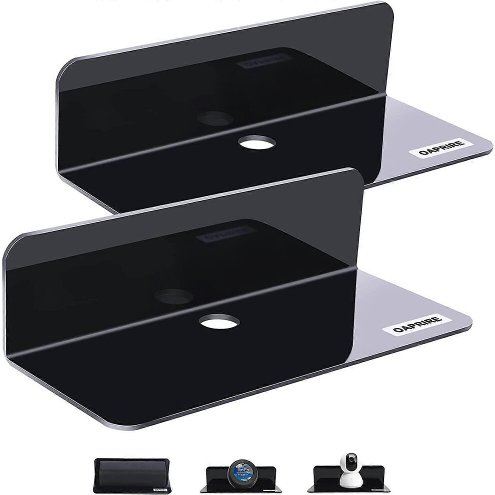 (As Show, One Size) Qqdd Acrylic Floating Wall Shelves Set Of 2, Damage-Free Expand Wall Space, Small Display Shelf 072270366100