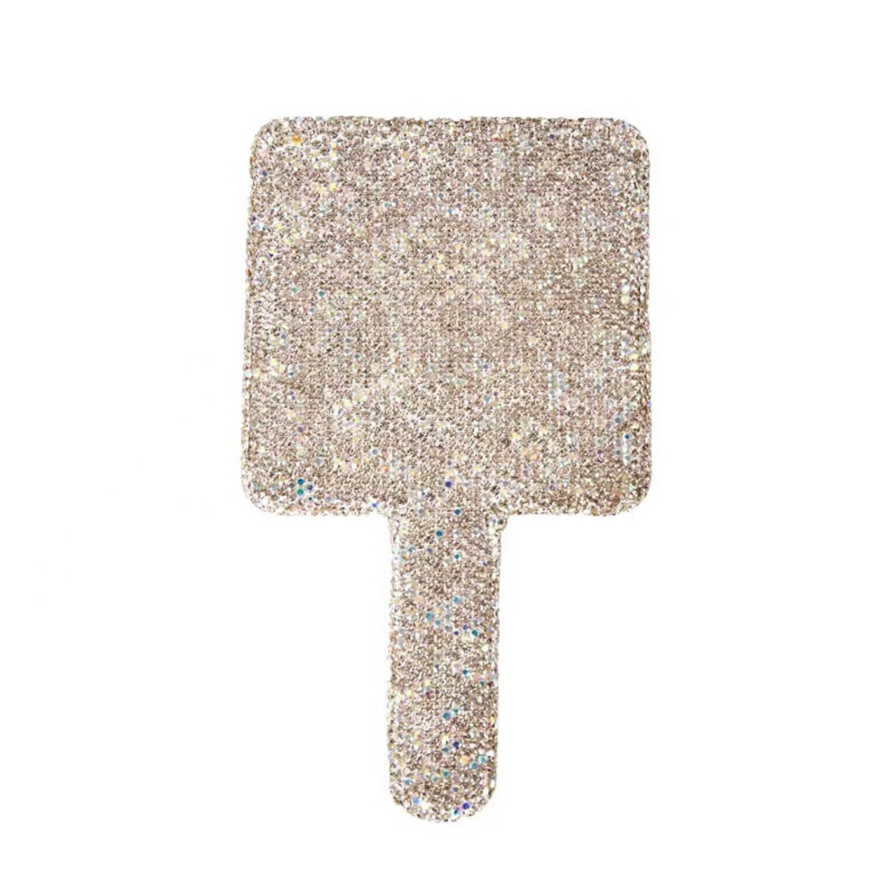 Handheld Makeup Mirror with Rhinestones, Cute Vanity Hand Mirror for Travel and Bedroom Use