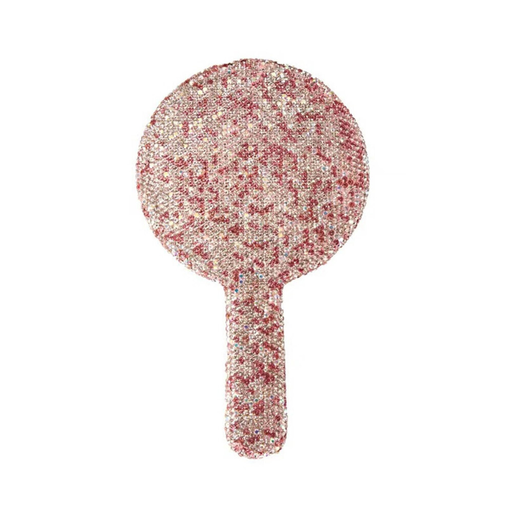 Handheld Makeup Mirror with Handle, Sparkling Rhinestone Vanity Hand Mirror, Compact and Travel Friendly