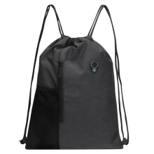 Gym Bag, Waterproof Oxford Fabric Drawstring Bag with Zip Inner Pocket Black