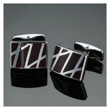 Copper Quality Enamel Square Stripes Gold Silver Black Flower Cufflinks Men Shirt Cufflinks Shirt Cufflinks (Metal Color: 16)