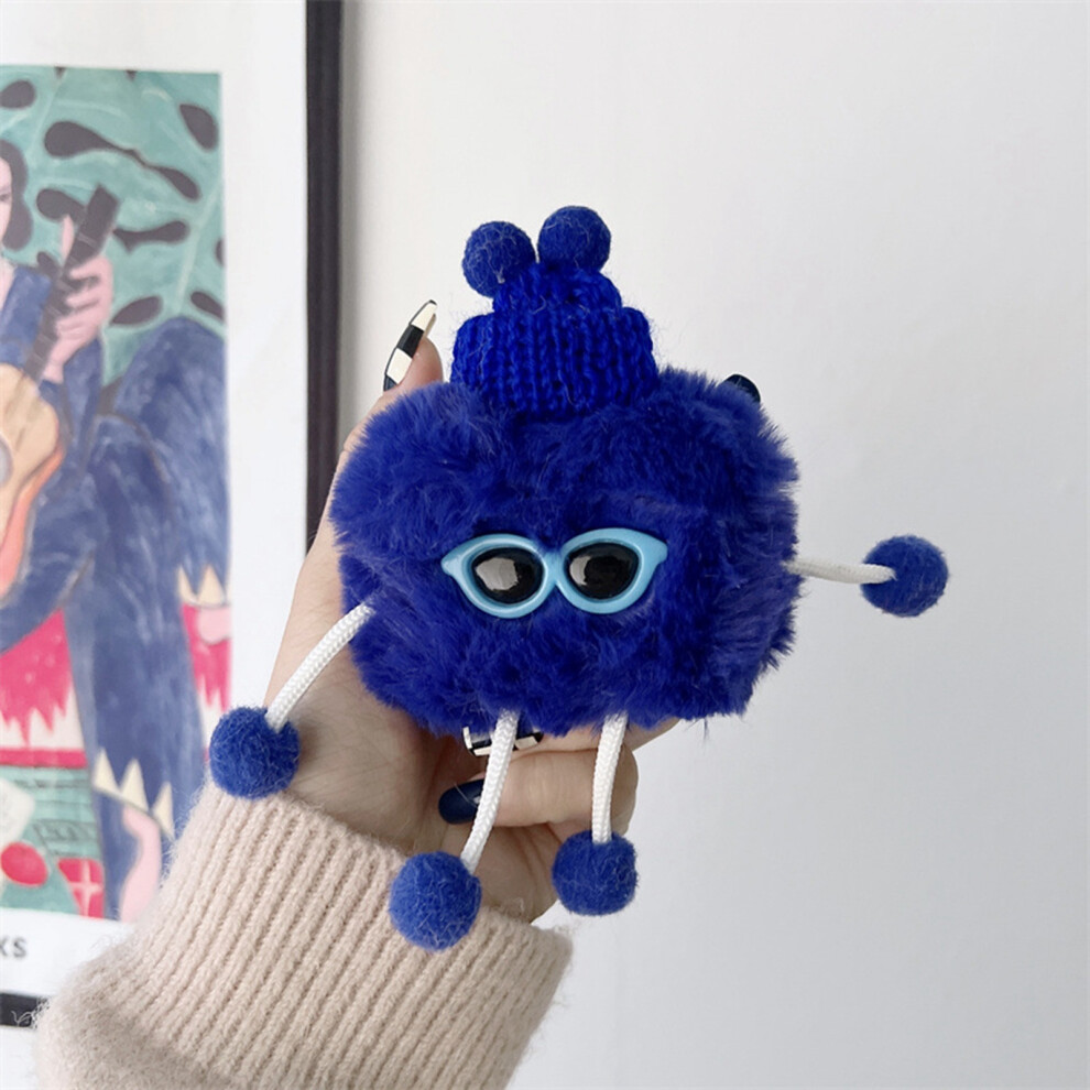 Kawaii Plush Case, Adorable Sunglasses Man Shape Cartoon Design For Ios Earbuds 1/2 Universal, Cute Cartoon Plush Shockproof Shell Cover 9169997878991