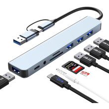 USB C Hub Multiport Adapter 8in1 with SD/TF Card Reader, USB 3.0, 100W PD for MacBook Pro/Air