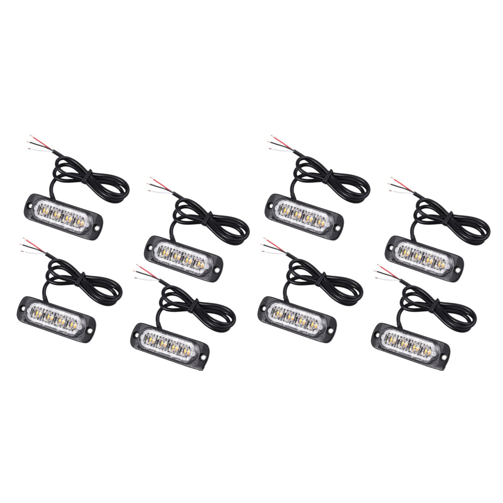 8Pcs 4 Led Recovery Strobe Lights 12V 24V Grill Breakdown Flashing Amber/Orange 6133294008873