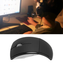 Souris pliable sans fil 2,4 G noire, 1600 dpi, portable, matte, pour bureau et jeux