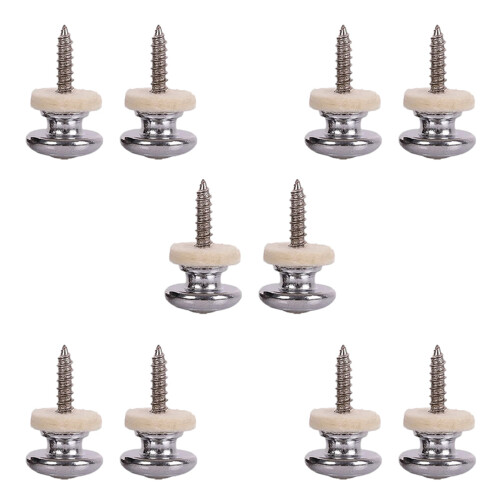 10PCS Wool Copper Guitar Strap Lock Locking Pegs Pins Mushroom Shape End Button Silver